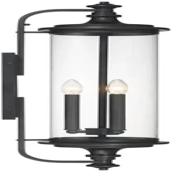 Possini Euro Design Medici Modern Outdoor Wall Light Fixture Black 32 1/4" Clear Glass Cylinder Shade for Post Exterior Barn Deck House Porch Yard image {6}