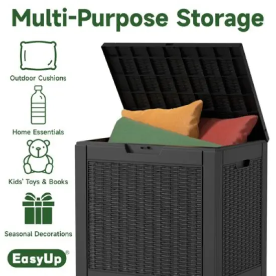 Chic Crate - StormForce Compact 30Gal Deck Box - Waterproof Nano-Resin w/ SecureLatch Pro & SpaceSaver Design - Patio Furniture/Kids Toys Storage image {5}