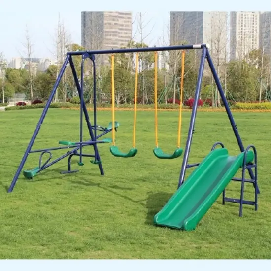 Dolonm Metal Swing Set w/ Slide image {9}