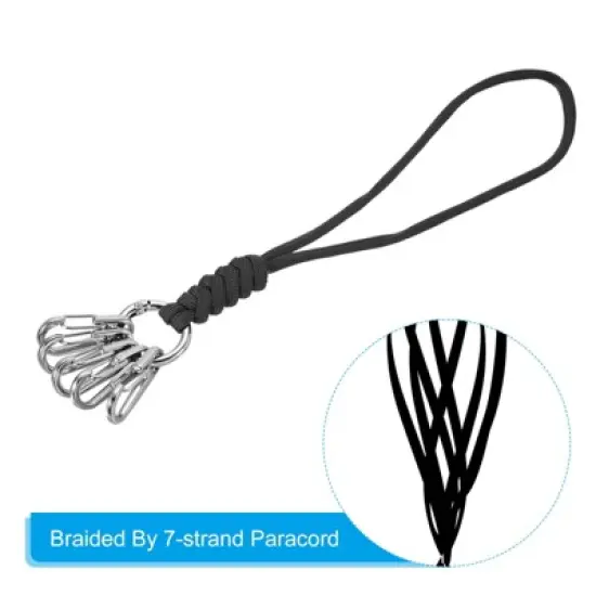 Unique Bargains Braided Wrist Strap Key Whistle Wallet Badge Lanyard 8.7" with Spring O Ring image {3}