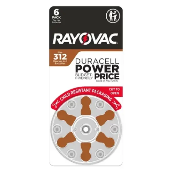Rayovac Hearing Aid Battery Size 312 6pk - Brown: 1.4V Device-Specific Single-Use image {9}