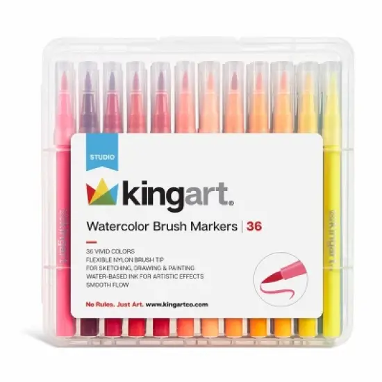 KINGART Watercolor Brush Markers 36 Colors image {8}