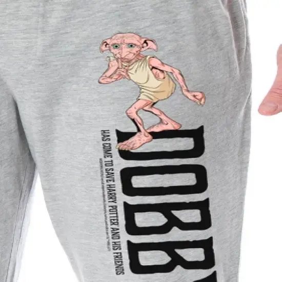 Harry Potter Men's Dobby The Elf Character Loungewear Sleep Pajama Pants Heather Grey image {2}