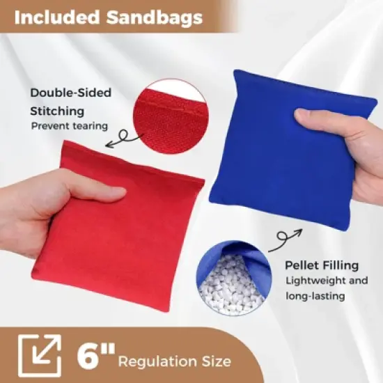 Costway 1/2 PCS 4'x2' Portable Corn Hole Game Board Includes 8 Bean Bags Solid Wood image {6}