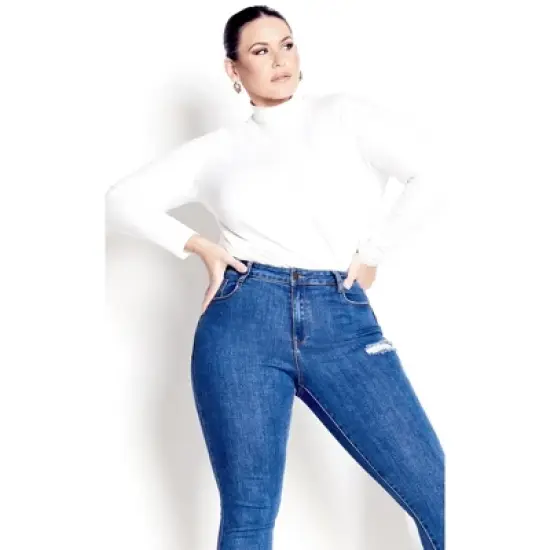 Women's Plus Size Organic Mock Neck Top - white | AVENUE image {3}