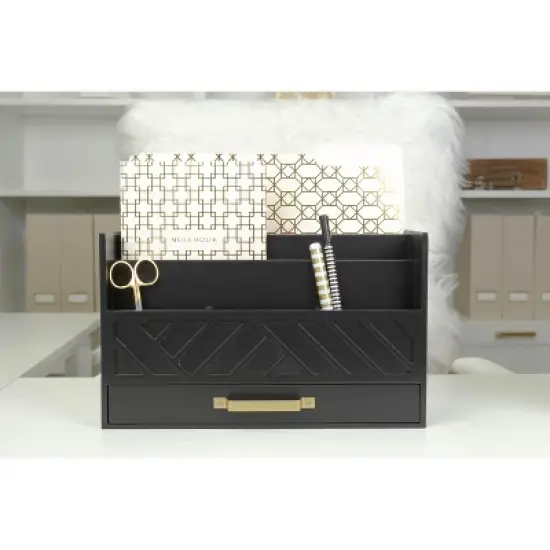 Blu Monaco Wooden Mail Organizer for Countertop or Desk - Kitchen Mail Sorter With Drawer image {8}