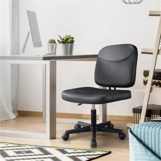 Yaheetech Armless Office Chair Mid-Back Task Chair Adjustable Desk Chair,Black image {1}