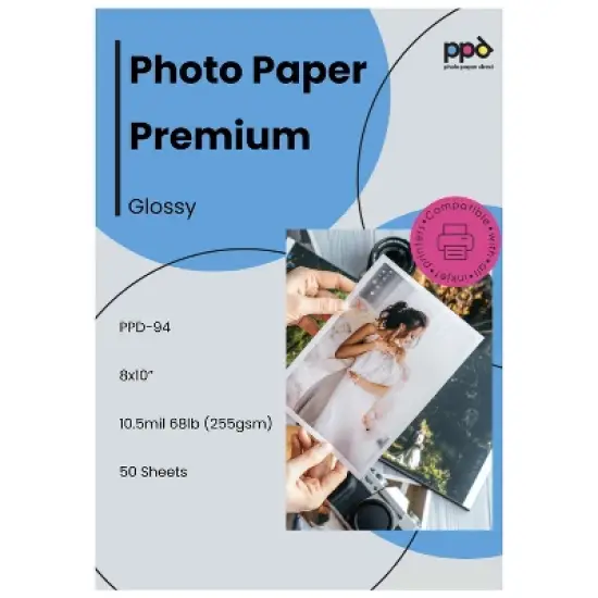 PPD Glossy Photo Paper 8x10" 50 sheets 255 gsm for Inkjet Printers image {4}