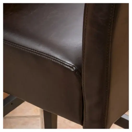 Set of 2 26" Portman Bonded Leather Counter Height Barstool Brown - Christopher Knight Home image {3}