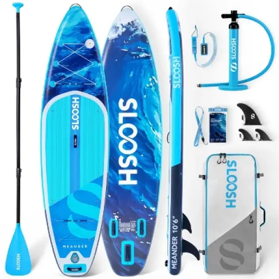 SLOOSH 10'6" Inflatable Stand Up Paddle Board with Premium Accessories, Non-Slip EVA Deck, Ultra-Light Carry Bag Pump, Meander SUP for Youth & Adults image {8}