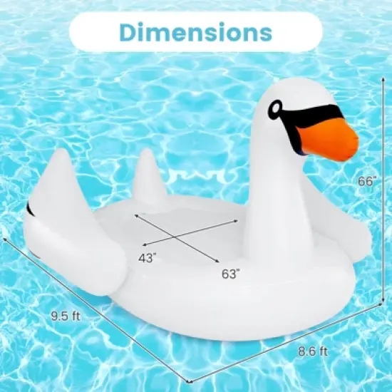 Costway Inflatable Swan Island Giant 4-Person Swan Pool Float with Cups Holders White image {2}