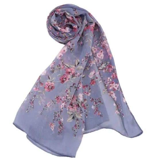 Allegra K Long Chiffon Floral Scarves Lightweight Beach Sunscreen Swimwear Wrap Shawls for Women image {1}