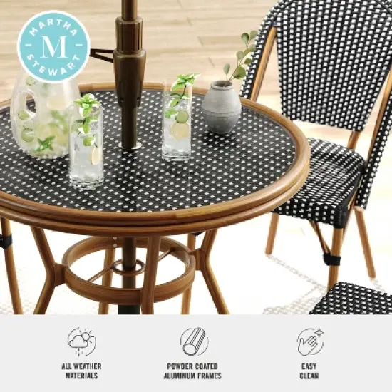 Martha Stewart Lily Pond Indoor-Outdoor Bistro Dining Table with 2 Stackable Bistro Chairs image {4}