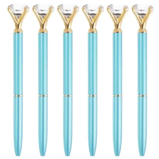 Unique Bargains Metal Sleek Design Medium Point Elegant Crystal Diamond Ballpoint Pen 6 Pcs image {7}