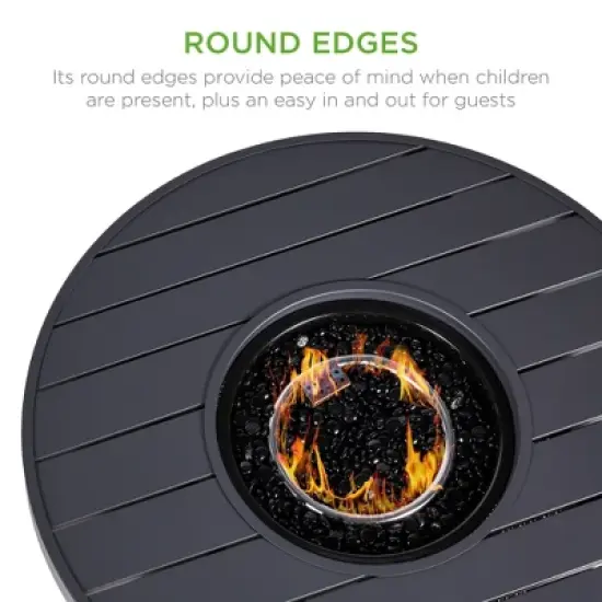 Best Choice Products 32in Round Fire Pit Table, 50,000 BTU Outdoor Wicker Patio Firepit w/ Cover, Tank Holder image {1}