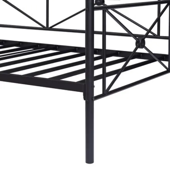 VECELO Metal Daybed with Headboard Heavy-duty Slats Support Sofa Bed Platform Mattress Foundation, Easy Assembly image {10}