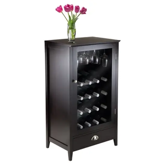 20 Bottles Shelf Modular Bordeaux Wine Cabinet Wood/Black Espresso - Winsome image {2}