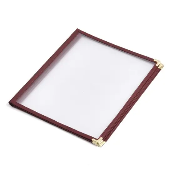 WeChef 60 Pack Restaurant Menu Covers 8.5x11" Book Style 3 Pages 6 View Burgundy Red image {2}