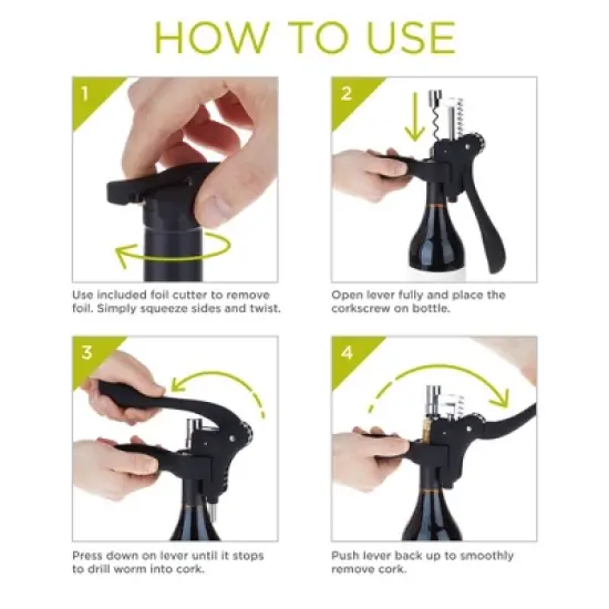 True Virtuoso Easy Lever Corkscrew, Stainless Steel And Ergonomic Soft Touch Handle image {2}