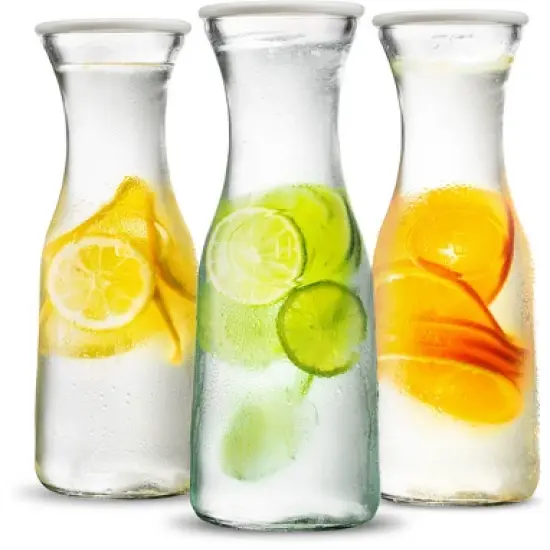 Kook Glass Large Carafes with Lids, Set of 3, 50 Oz image {4}