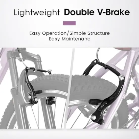 Zeus & Ruta 26" Mountain Bike with 21-Speed Gear, Front Suspension, V-Brake, Carbon Steel Frame Bicycle for Teens and Women image {3}