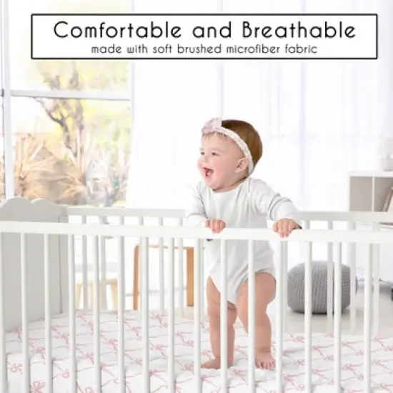 Sweet Jojo Designs Girl Baby Crib Bedding Set - Ballerina and Ballet Bows Pink and White 4pc image {4}