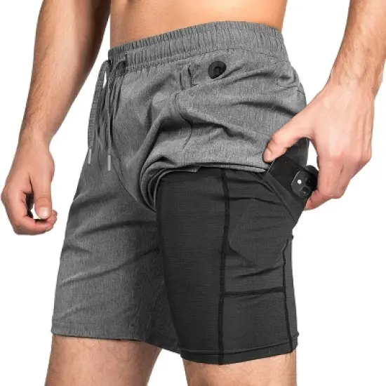 Zilpu Mens Quick Dry Athletic Performance Shorts with Zipper Pocket (7 inch) image {5}