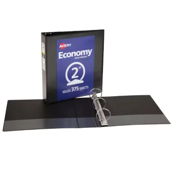 Avery Economy View 3 Ring Binder, 2" Round Rings, 1 Black Binder (05781) image {5}