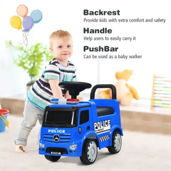 Costway Kids Ride On Push Police Car Licensed Mercedes Benz Push and Ride Racer image {6}