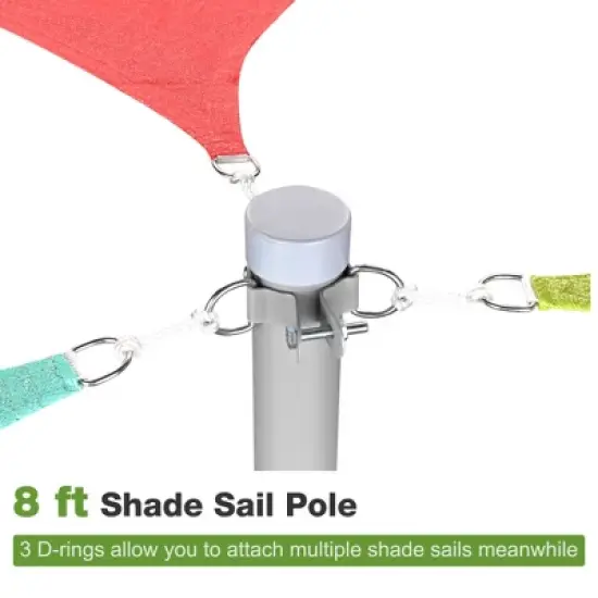 Yescom 8 Ft Sun Shade Sail Pole Post Canopy Awning Deck Patio Backyard with Pole Bracket Clamp Powder Patio Outdoor 96" Silver image {3}