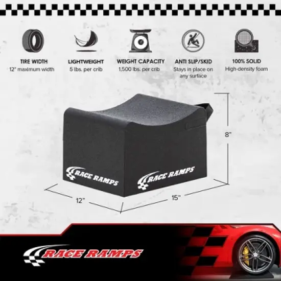 Race Ramps 8 Inch Wheel Cribs for Car Maintenance and Display, Lightweight, Non-Scratch, Ideal for Oil Changes and Garage Use, RR-WC-8 image {2}