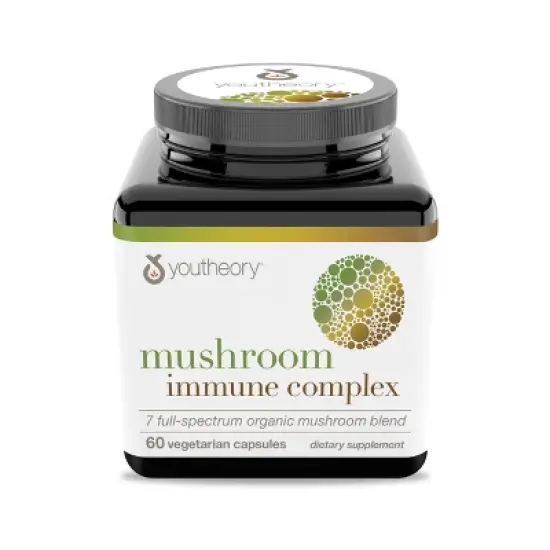 Youtheory Mushroom Immune Complex - Organic Mushroom Blend with Chaga, Cordyceps, Lion's Mane, Maitake & More - 60 Vegetarian Capsules image {7}