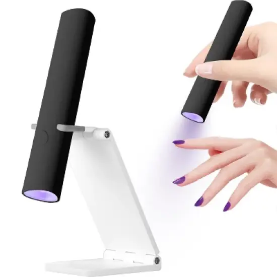 UV Light for Gel Nails, Mini U V LED Nail Lamp Handheld with Stand, Portable Nail Dryer Rechargeable USB Cordless for Fast Drying, Black image {7}