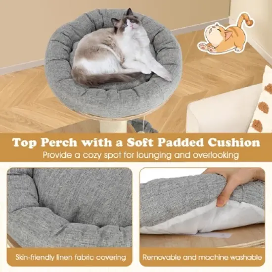 Tangkula 63" Tall Modern Cat Tree w/ Perch Condo Hammock 5.6" Scratching Posts image {5}
