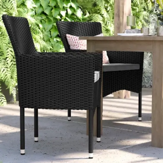 Flash Furniture Maxim Modern Wicker Patio Armchairs for Deck or Backyard, Fade and Weather-Resistant Frames and Cushions image {4}
