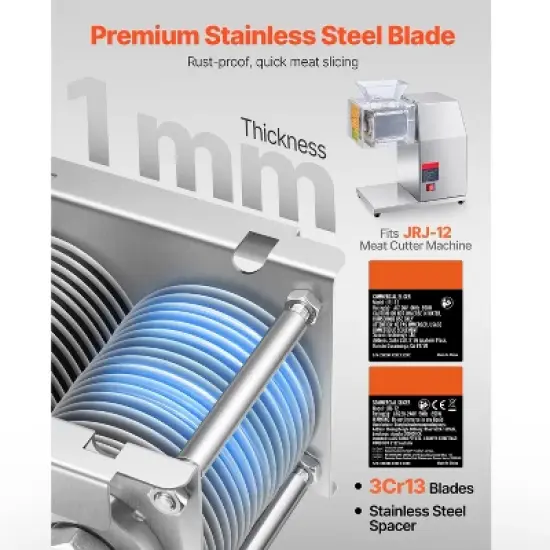 VEVOR Meat Cutter Machine Blade, 5 mm Blade for Commercial Meat Cutter, One Set Blade for SJY-DQ90 Meat Cutting Machine, Stainless Steel, Silver image {6}