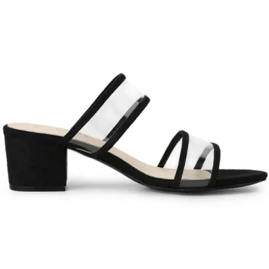 Allegra K Women's Clear Strap Block Heel Slide Sandals image {6}