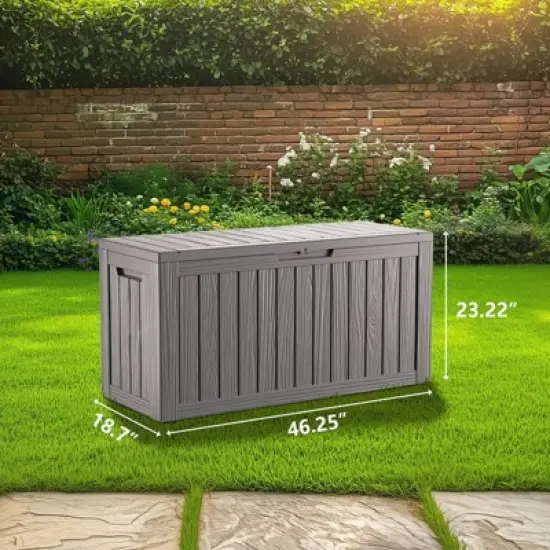Decksplore 80 Gallon Deck Box Indoor/Outdoor Storage Box  Space-Saving All-Weather image {3}