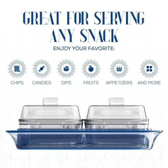 Elle Decor Acrylic Blue Tray w/ 6 Clear Bowls, Condiment Dishes, Serving Bowls, or Buffet Server, BPA Free, Perfect for Fruit, Appetizers, Chip & Dip image {2}