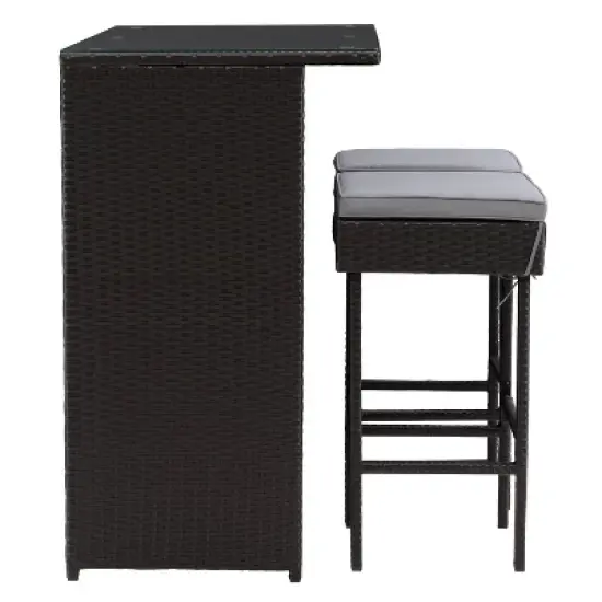 Parksville Patio Bar Set with Cushions - Black/Gray - CorLiving image {3}