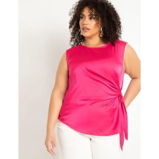 ELOQUII Women&rsquo;s Plus Size Tie Side Satin Tank image {2}