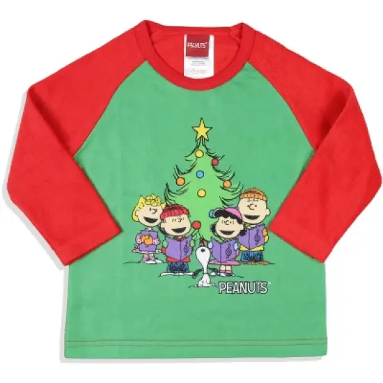 Peanuts Toddler Boys' Christmas Holiday Season Sing Along Sleep Pajama Set Green image {1}