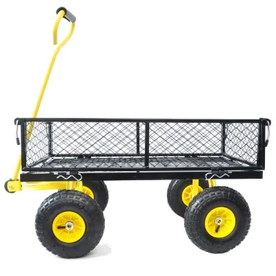 Heavy Duty Garden Cart, Utility Metal Wagon with Removable Mesh Sides and 180&deg; Rotating Handle image {5}