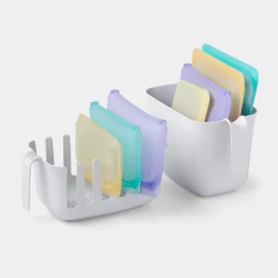 YouCopia Dry+Store Bag Drying Rack and Bin Set: Plastic Baggie Dryer, Multi-Compartment, Stackable, Freestanding image {5}