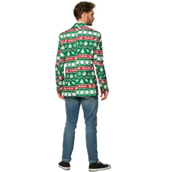 Suitmeister Men's Christmas Blazer - Christmas Green Nordic Jacket - Green image {1}