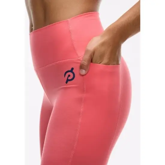 Peloton Women's Cadent High Rise Pocket Legging, Coral, Buenas Vibras image {7}