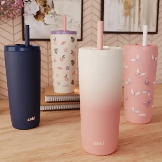 Zak Designs 20 fl oz Stainless Steel Straw Tumbler image {4}