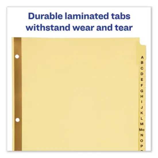 Avery Preprinted Laminated Tab Dividers with Gold Reinforced Binding Edge, 25-Tab, A to Z, 11 x 8.5, Buff, 1 Set image {1}