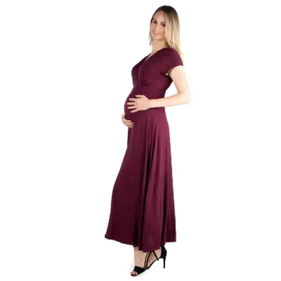 24seven Comfort Apparel Women's Maternity V Neck Maxi Dress image {7}