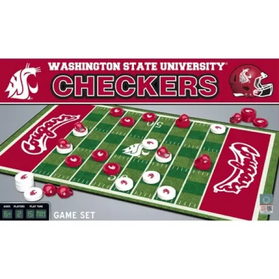MasterPieces Officially licensed NCAA Washington State Cougars Checkers Board Game for Families and Kids ages 6 and Up image {1}
